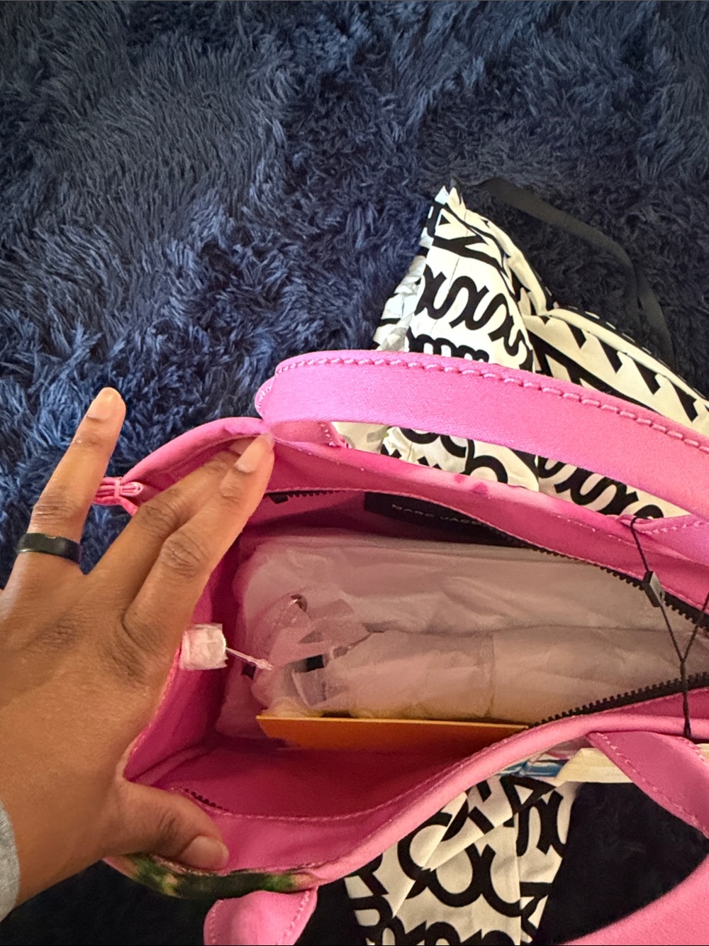 Marc Jacobs Pink Graphic City Tote with Black Strap - Picture 9 of 10